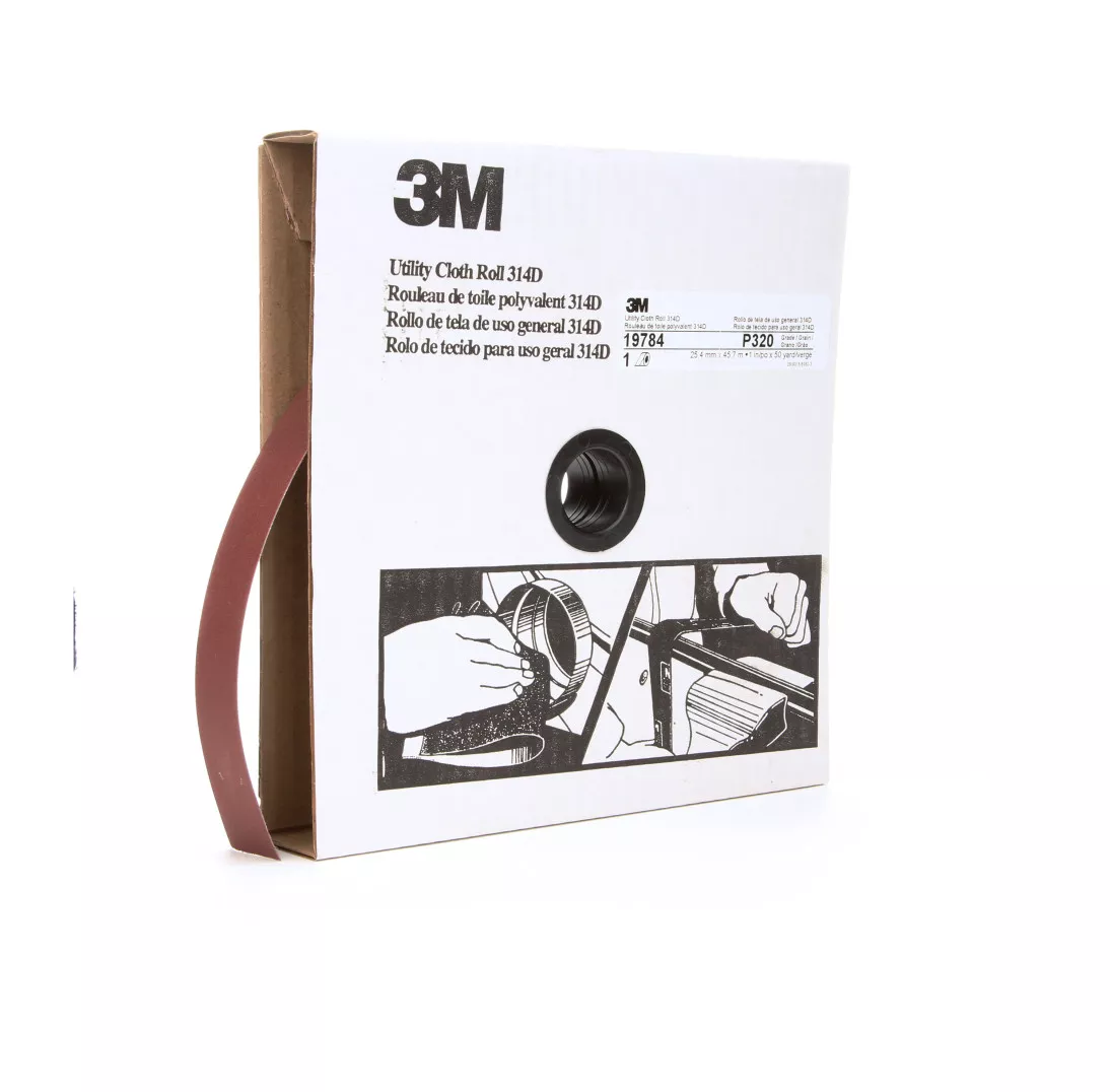 3M™ Utility Cloth Roll 314D, P320 J-weight, 1 in x 50 yd, 5 ea/Case