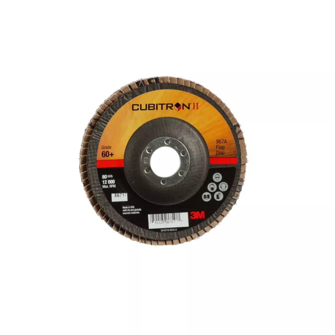 3M™ Cubitron™ II Flap Disc 967A, 60+, T29, 5 in x 7/8 in, 10 ea/Case