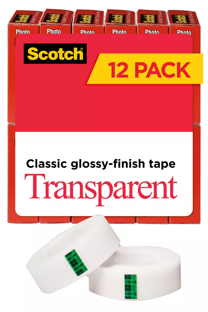 Scotch® Transparent Tape 600K12, 3/4 in x 1000 in 12 pack
