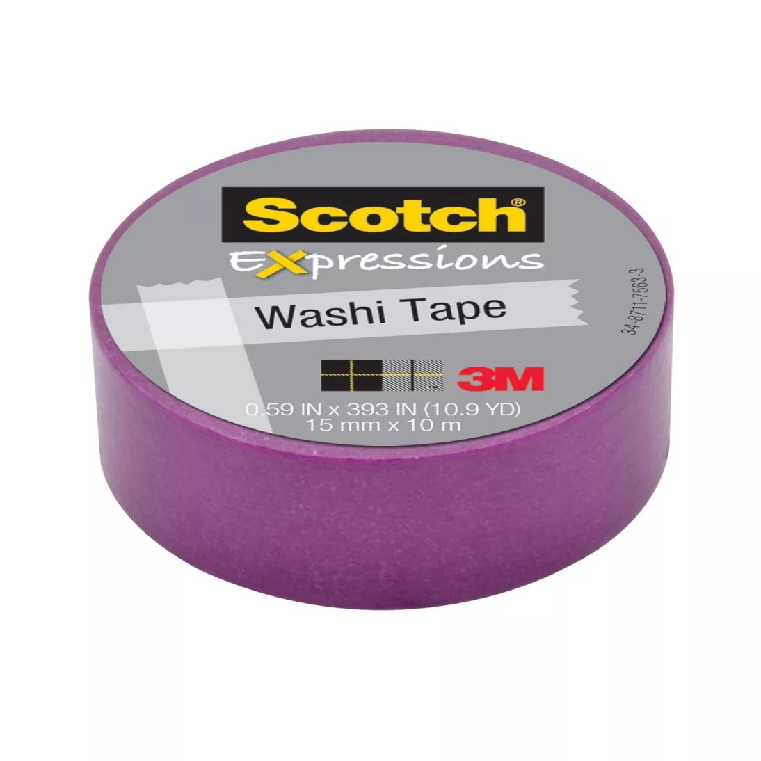 Scotch® Expressions Washi Tape C314-PUR, .59 in x 393 in (15 mm x 10 m)
Purple