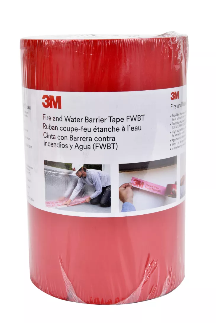 3M™ Fire and Water Barrier Tape FWBT8, Translucent, 8 in x 75 ft, 4
rolls/case