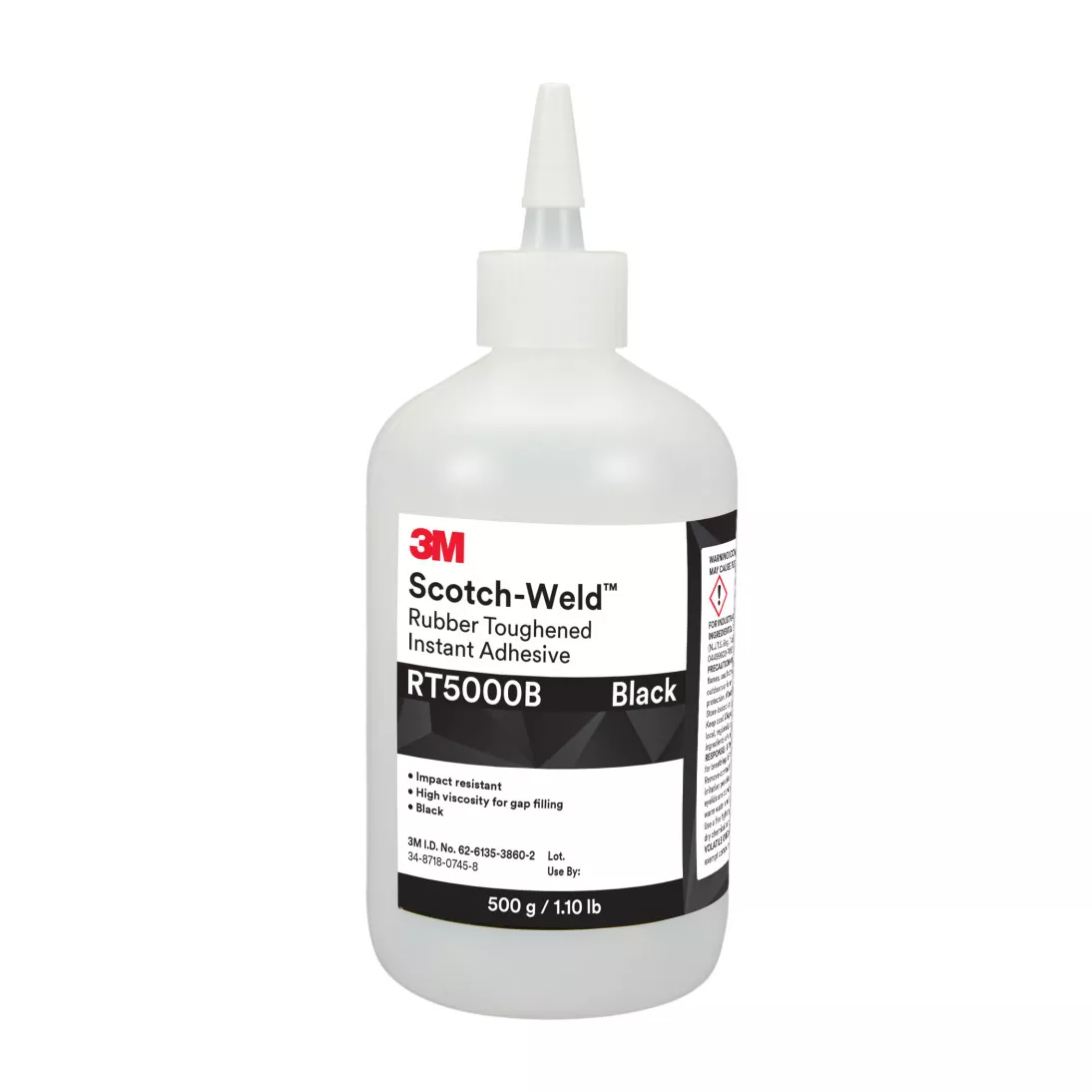 3M™ Scotch-Weld™ Rubber Toughened Instant Adhesive RT5000B, Black, 500
Gram Bottle, 1/case