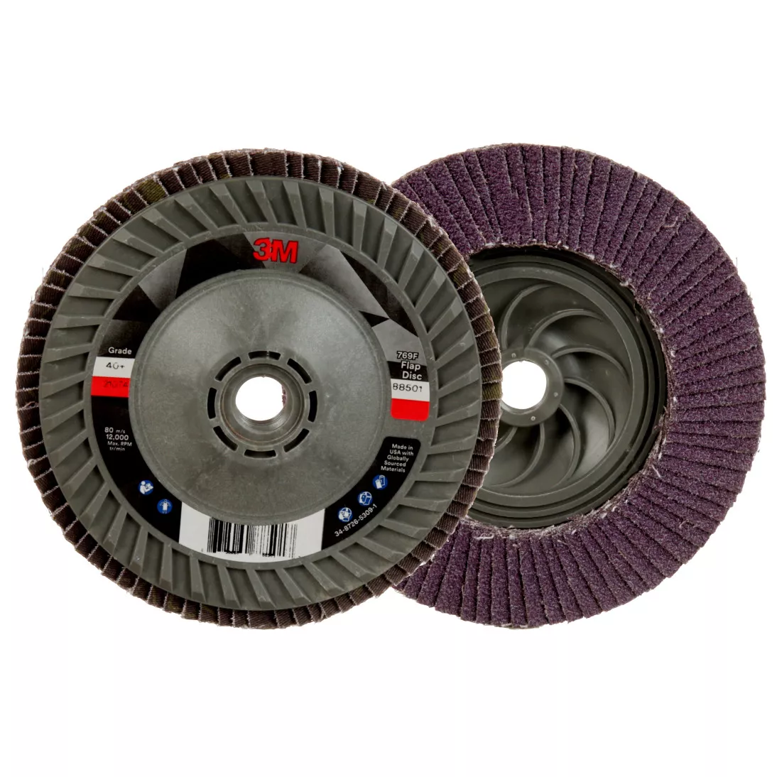 3M™ Flap Disc 769F, 40+, Quick Change, Type 29, 5 in x 5/8 in-11, 10
ea/Case