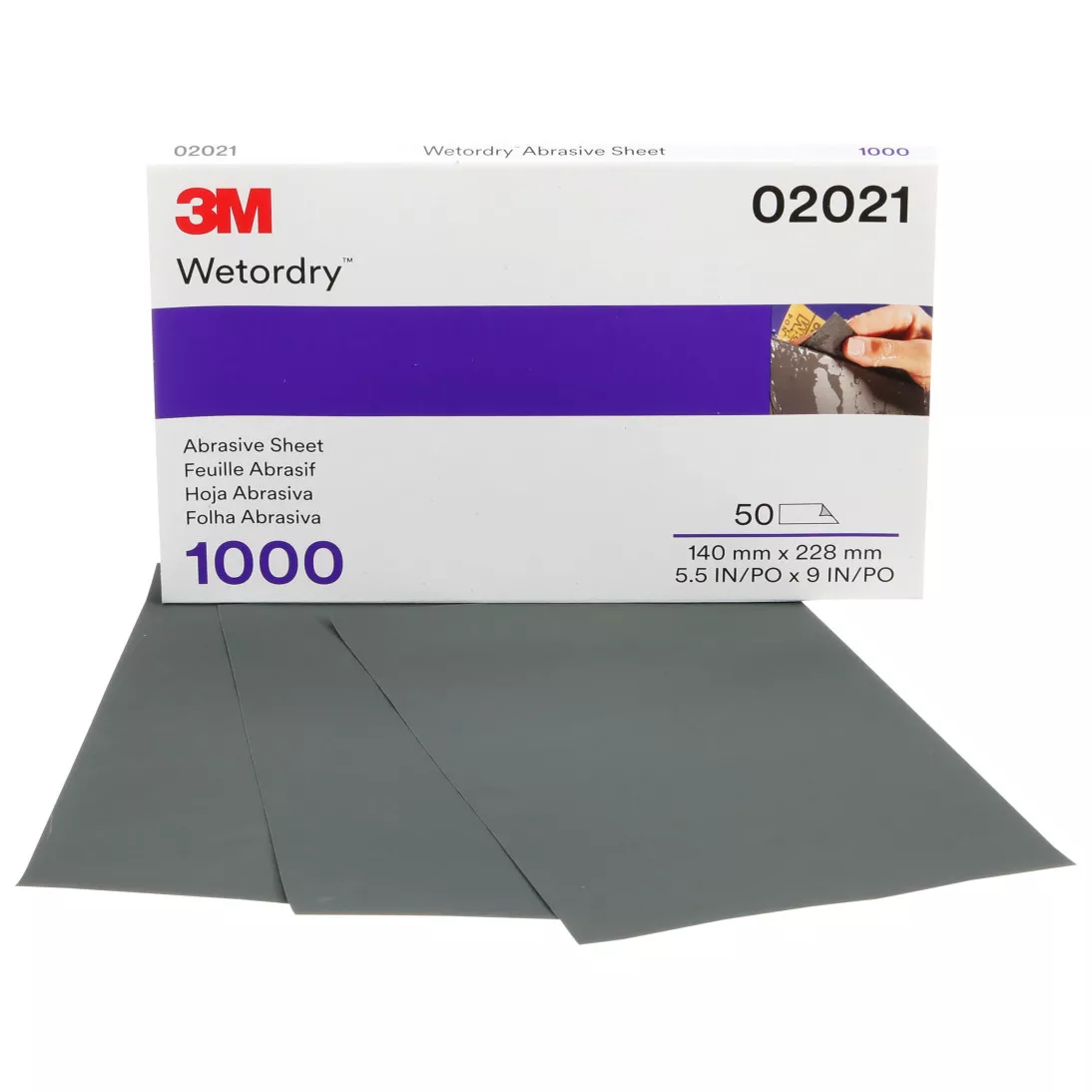 3M™ Wetordry™ Abrasive Sheet 401Q, 02021, 1000, 5 1/2 in x 9 in, 50
sheets per carton, 5 cartons per case