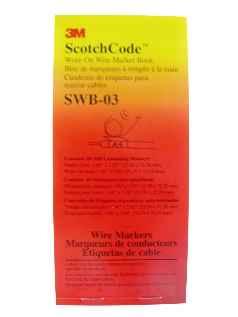 3M™ ScotchCode™ Write-On Wire Marker Book SWB-03, 1 in x 2.85 in, 5/Case