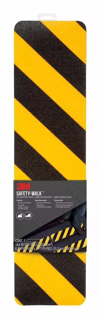 3M™ Safety-Walk™ Slip-Resistant Tread, 613BY-T6X24, Black/Yellow Stripe,
6 in x 2 ft