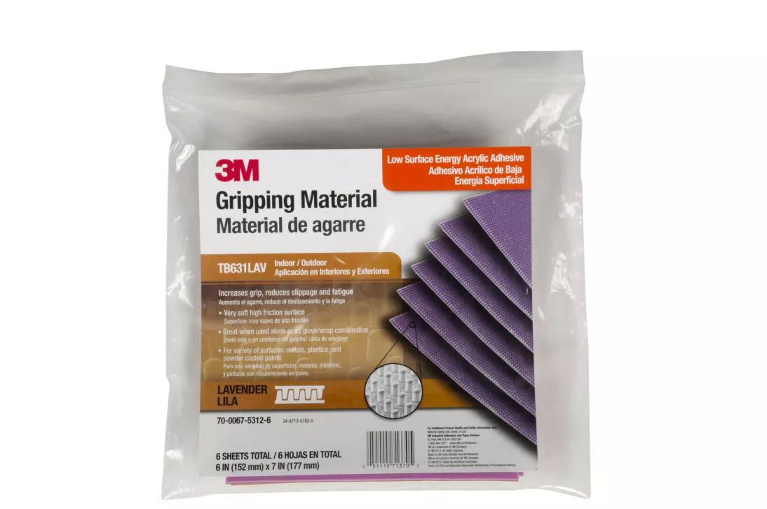 3M™ Gripping Material TB631LAV, Lavender, 6 in x 7 in, 6 sheets per bag