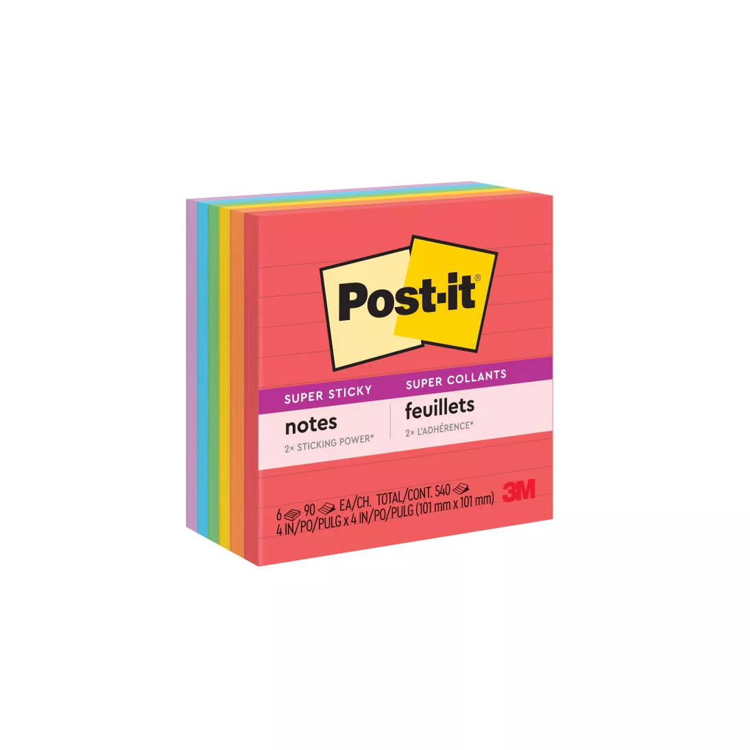 Post-it® Super Sticky Notes 675-6SSAN, 4 in x 4 in (101 mm x 101 mm)
Marrakesh Collection, Lined, 6 Pads/Pack