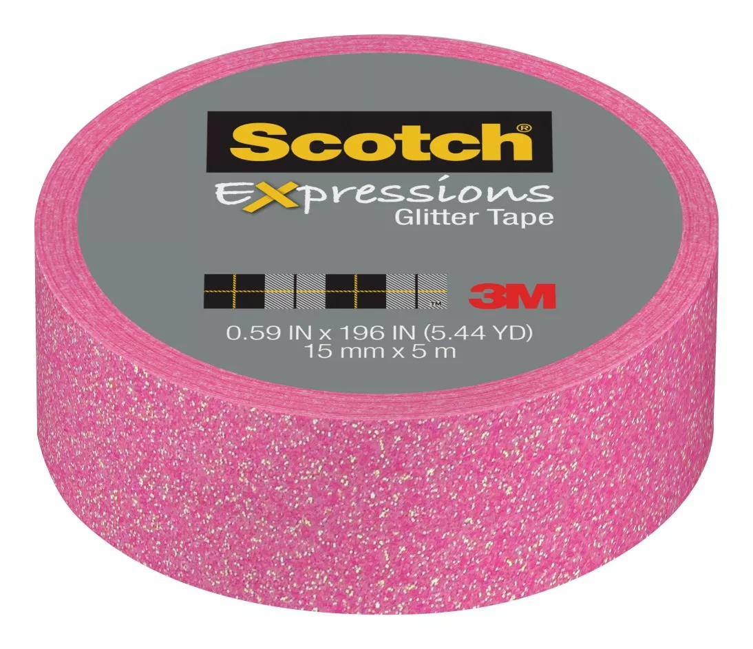 Scotch® Expressions Glitter Tape C514-PNK2, .59 in x 196 in (15 mm x 5
m), Pastel Pink Glitter
