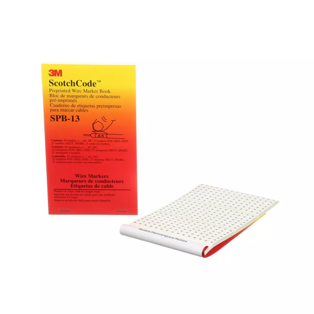 3M™ ScotchCode™ Pre-Printed Wire Marker Book SPB-13, black print on a
white background highlights the characters, 5/Bag
