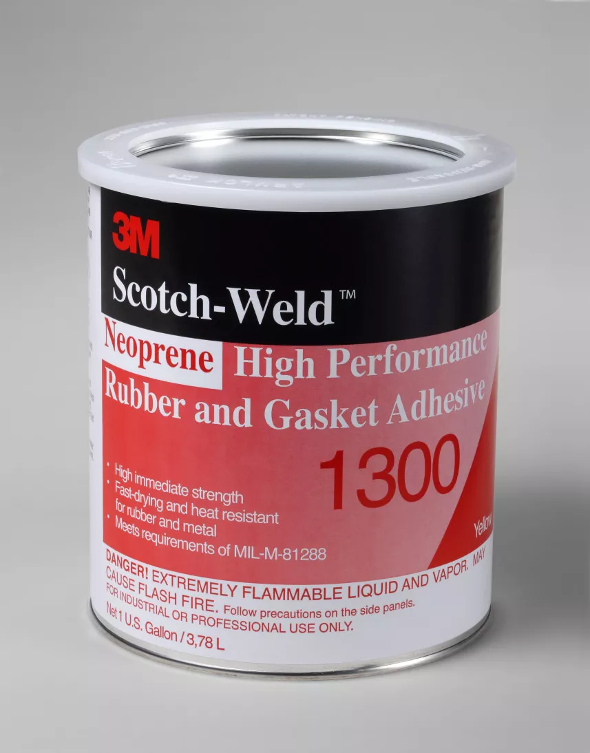 3M™ Neoprene High Performance Rubber and Gasket Adhesive 1300, Yellow, 1
Gallon Can, 4/case