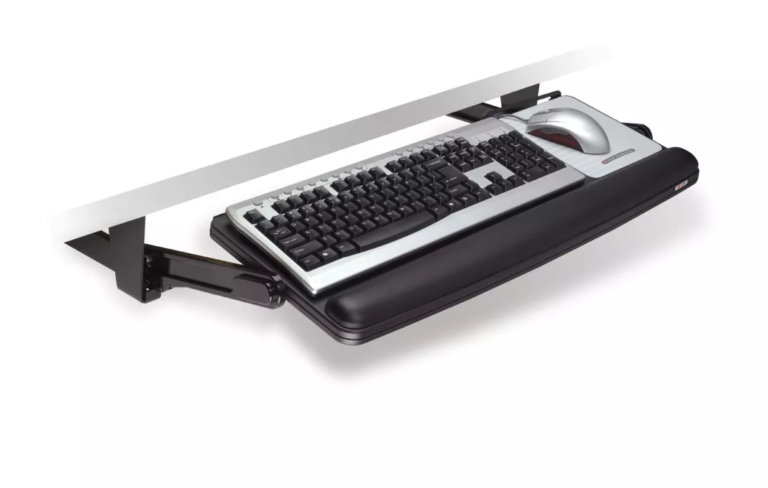 3M™ Underdesk Adj Keyboard Drawer With Gel Wrist Rest and Precise™
Battery Saving Mouse Pad KD90, 16.82 In X 28.8 In X 4 In