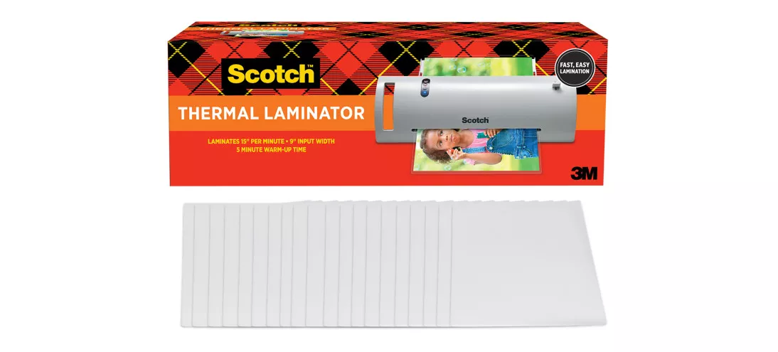 Scotch™ Thermal Laminator TL902VP, 1 Thermal Laminator with 20 Letter Size Pouches