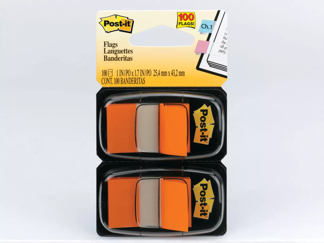 Post-it® Flags 680-OE2, 1 in. x 1.7 in. (2.54 cm x 4.31 cm) Orange, 2-pk