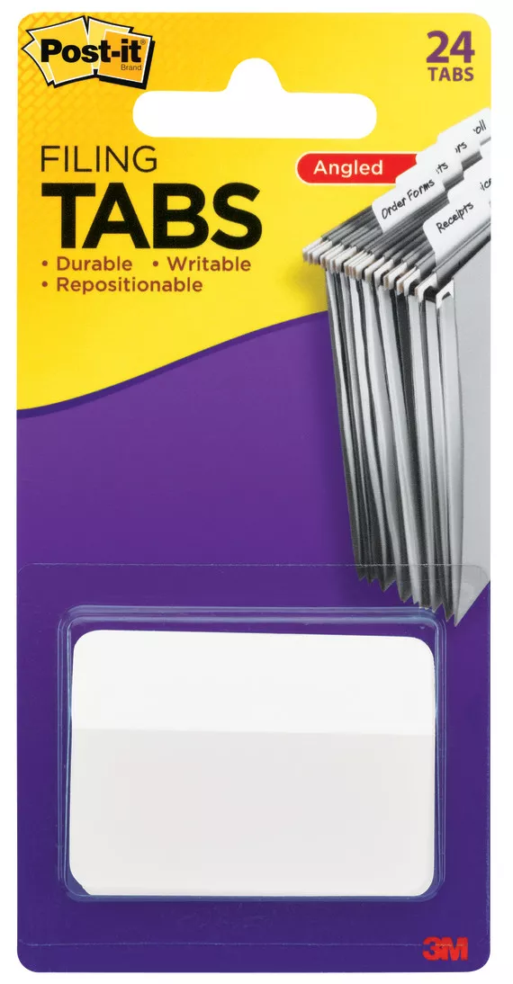 Post-it® Durable Tabs 686A-24WE, 2 in. x 1.5 in. (50,8 mm x 38 mm) White