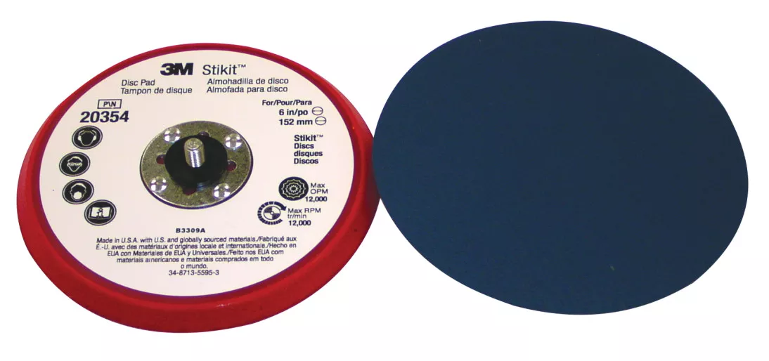 3M™ Stikit™ Low Profile Disc Pad 20354, 6 in x 3/8 in x 5/16-24
External, 10 ea/Case
