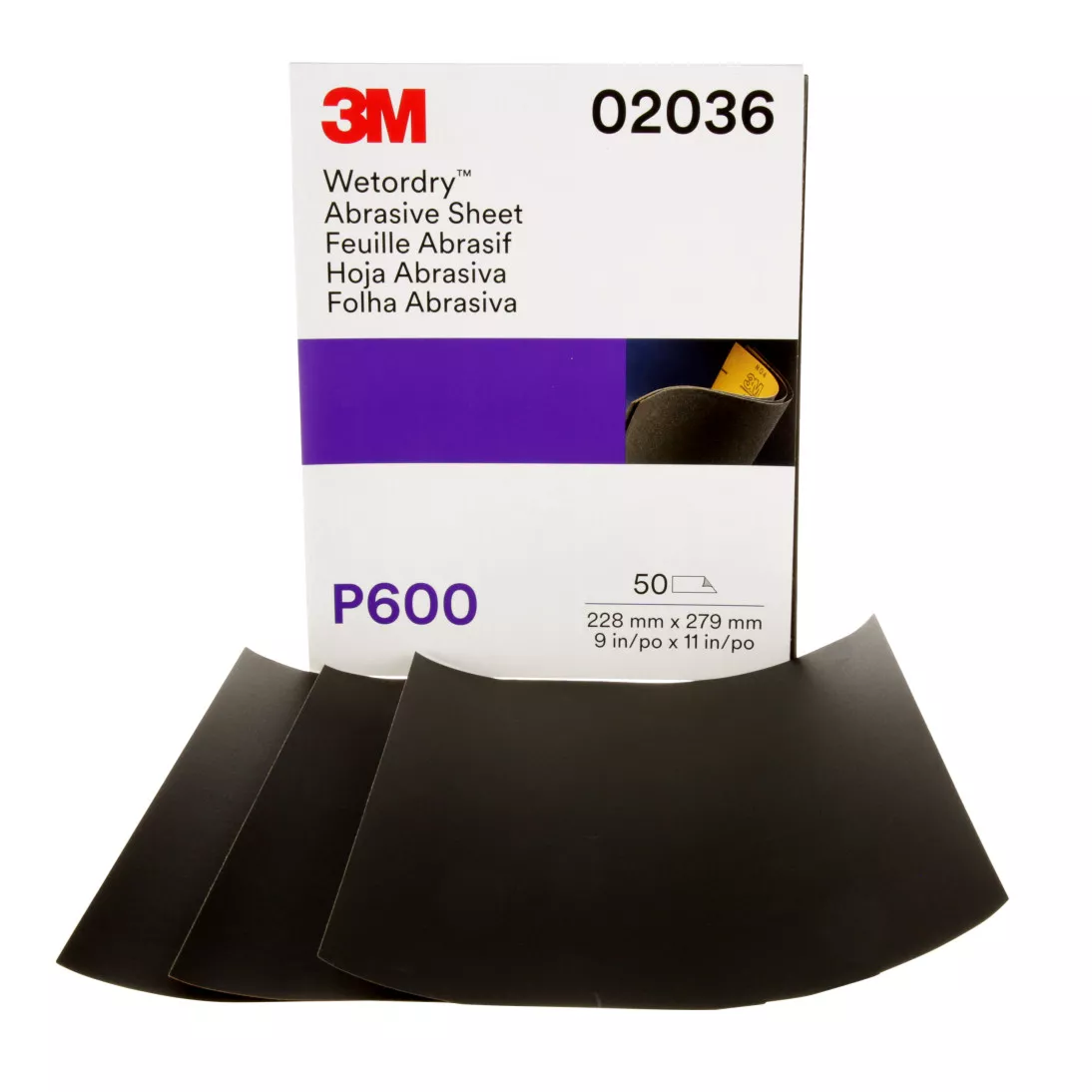 3M™ Wetordry™ Abrasive Sheet 213Q, 02036, P600, 9 in x 11 in, 50 sheets
per carton, 5 cartons per case