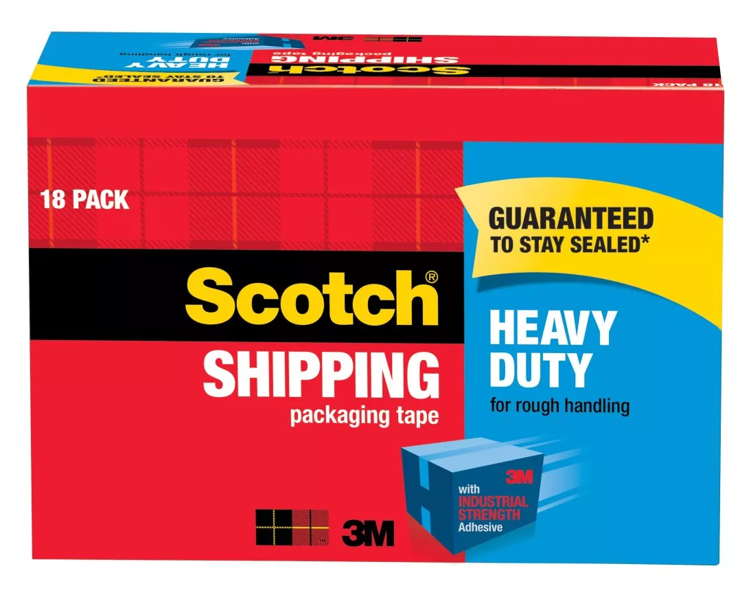 Scotch® Heavy Duty Shipping Packaging Tape, 3850-18CP, 1.88 in x 54.6 yd
(48 mm x 50 m), 18 Pack