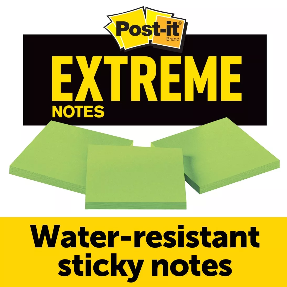 Post-it® Extreme Notes, EXTRM33-3TRYGN, 3 in x 3 in (76 mm x 76 mm)