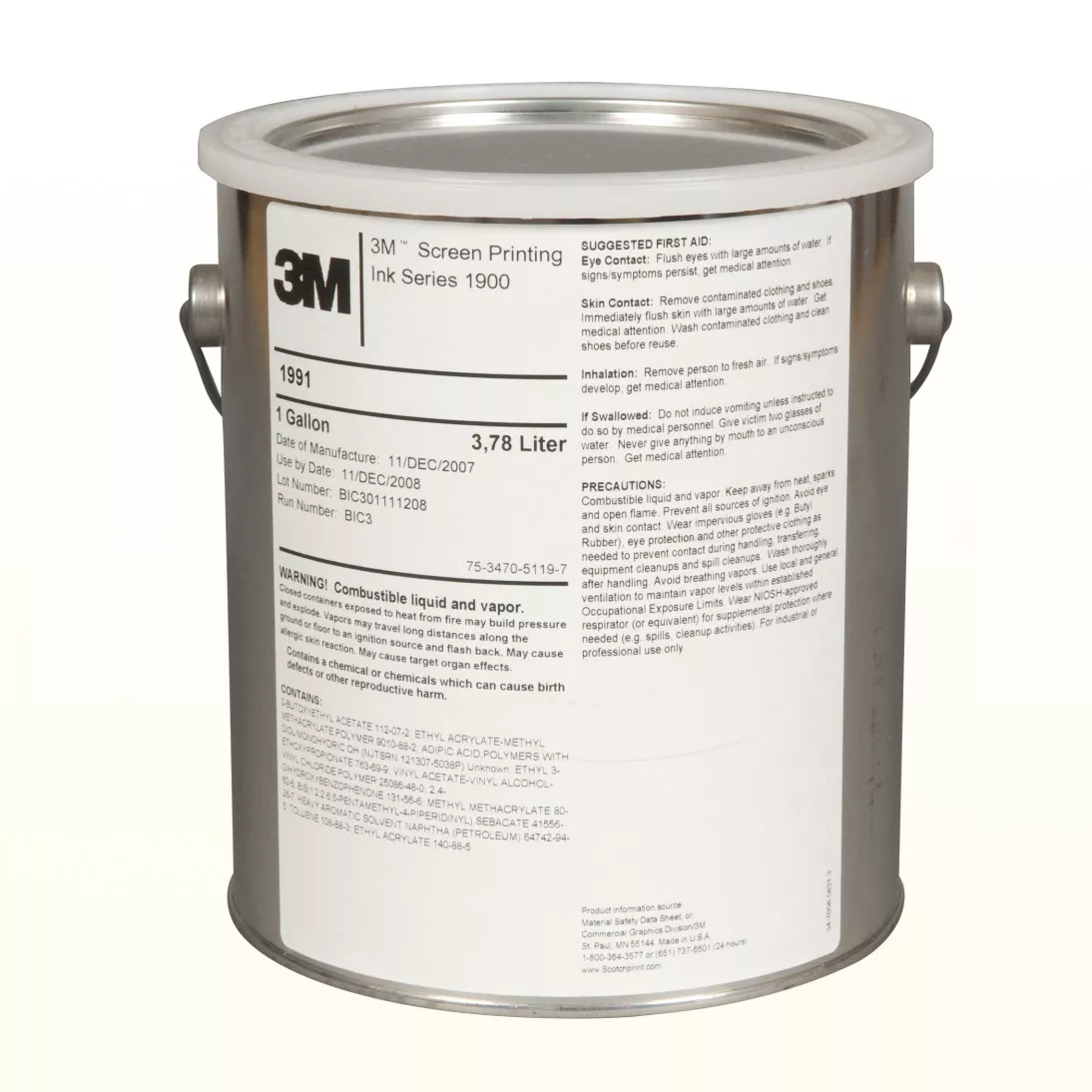 3M™ Screen Printing Ink Concentrate 1991, Magenta, 1 Gallon Container