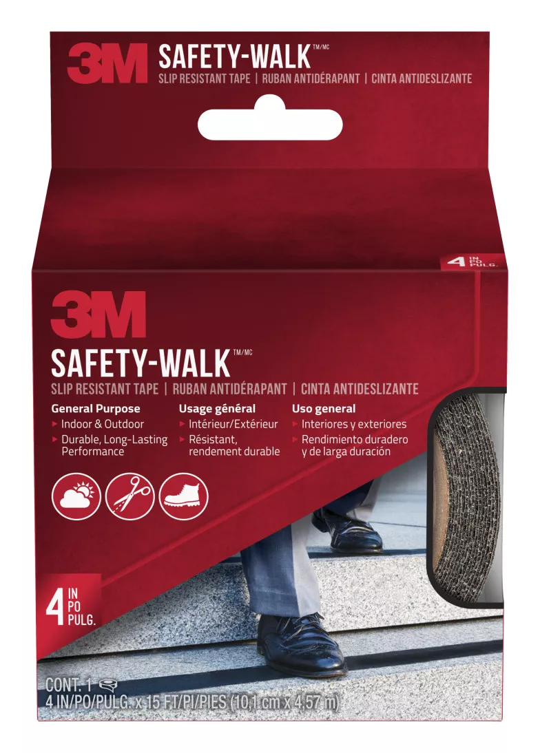 3M™ Safety-Walk™ Slip Resistant Tape, 610B-R4X180, 4 in x 15 ft, Black