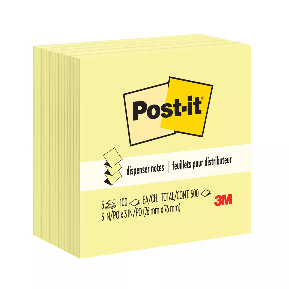 Post-it® Pop-up Notes 3301-5YW, 3 in x 3 in (76 mm x 76 mm)