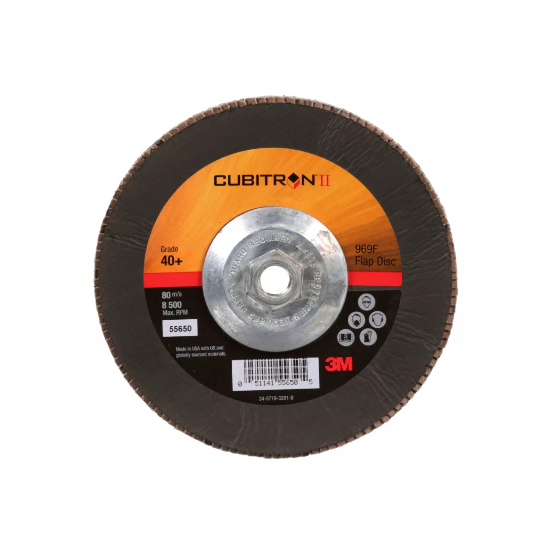 3M™ Cubitron™ II Flap Disc 967A, 40+, T29 Quick Change, 7 in x 5/8