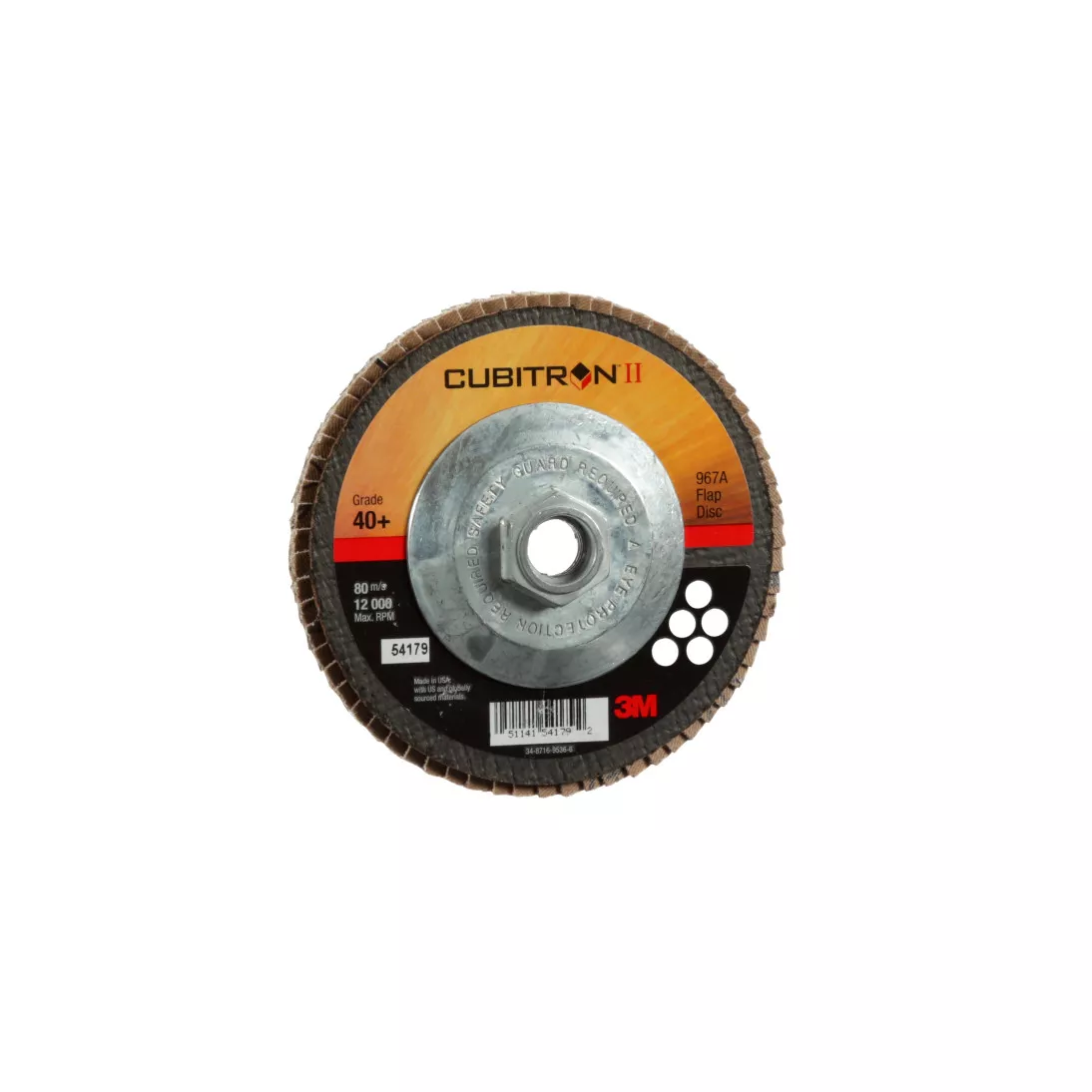 3M™ Cubitron™ II Flap Disc 967A, 40+, T27, 5 in x 5/8