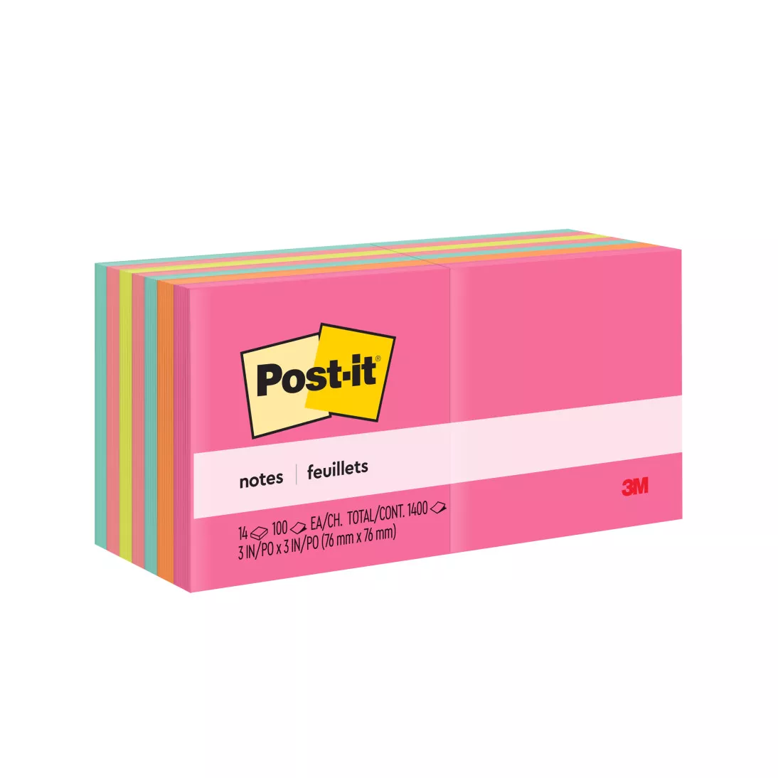 Post-it® Notes 654-14AN, 3 in x 3 in (76 mm x 76 mm) Cape Town
Collection