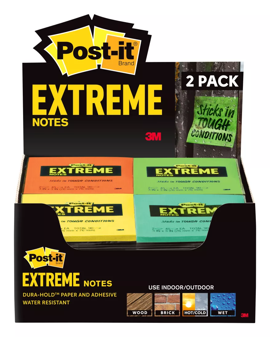 Post-it® Extreme Notes, EXTRM33-CNTRTP, 3 in x 3 in (76 mm x 76 mm)