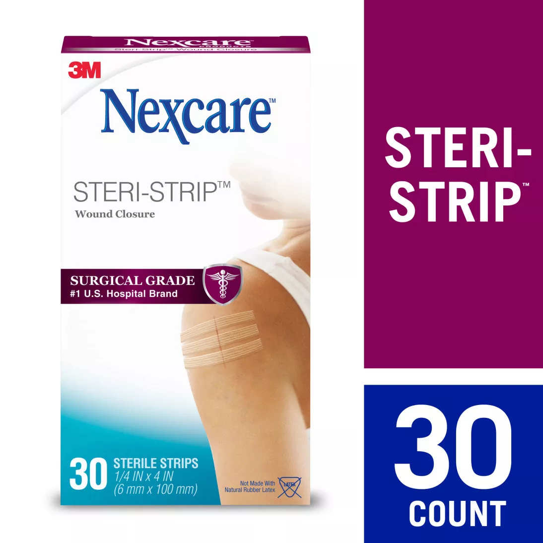 Nexcare™ Steri-Strip™ Wound Closure H1546, 1/4 in x 4 in (6 mm x 100 mm), 30 ct