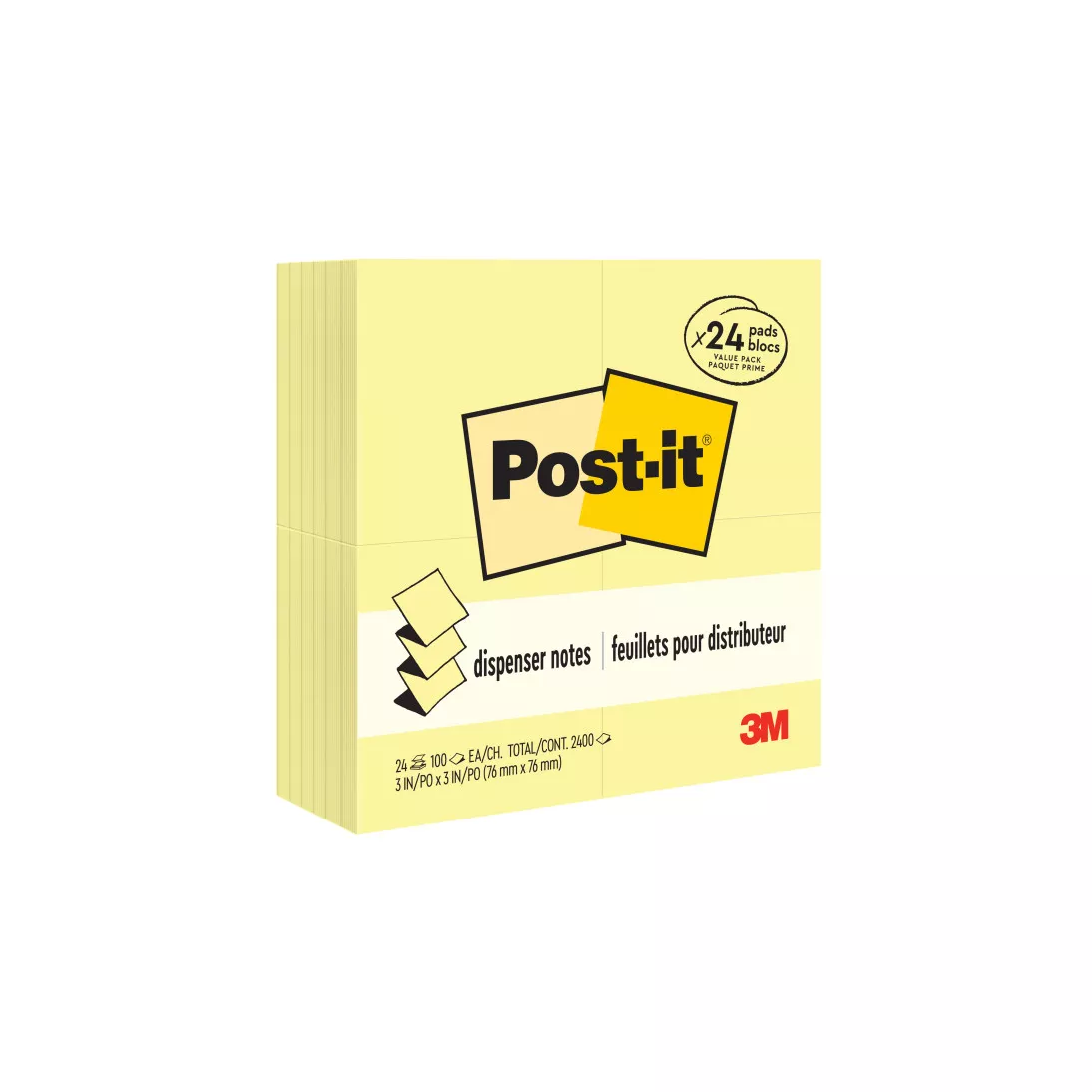 Post-it® Pop-up Notes R330-24VAD, 3 in x 3 in, Canary Yellow