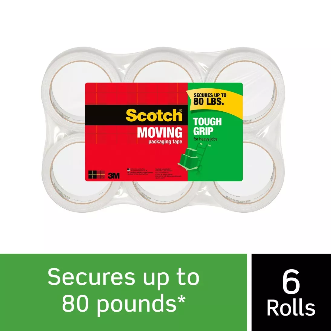 Scotch® Tough Grip Moving Packaging Tape 3500-40-6, 1.88 in x 43.7 yd
(48 mm x 40 m)