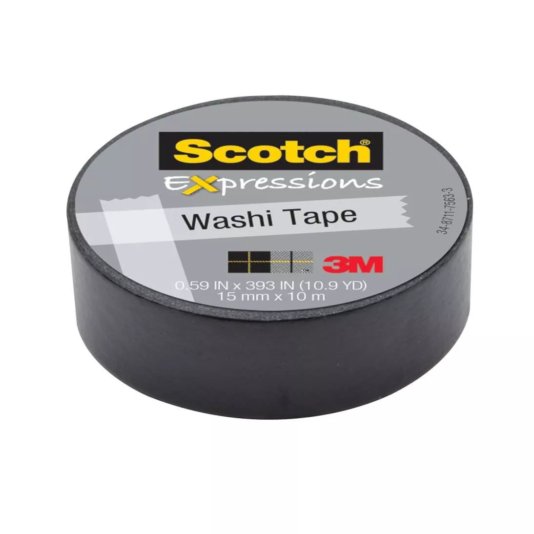 Scotch® Expressions Washi Tape C314-BLK, .59 in x 393 in (15 mm x 10 m)
Black