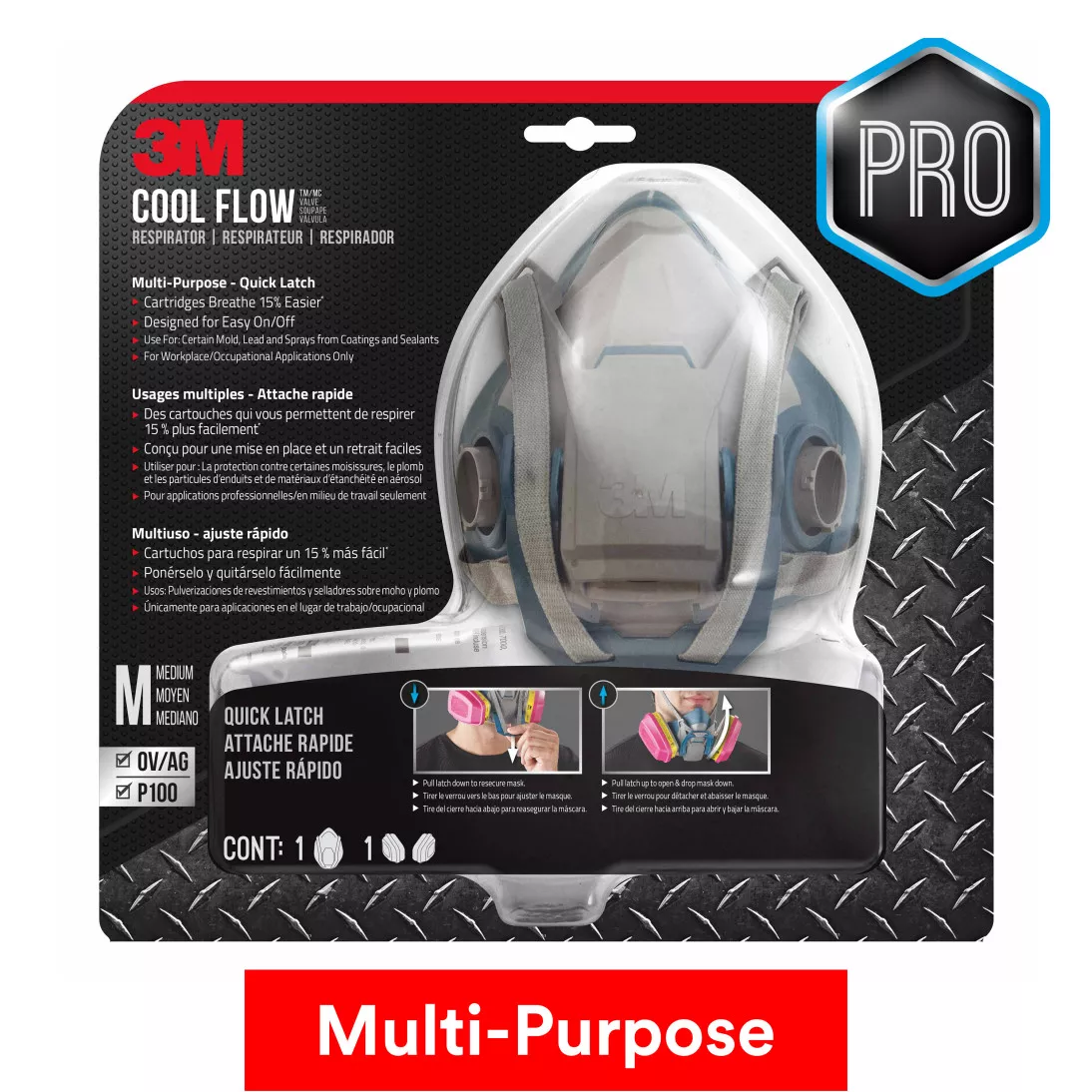 3M™ Professional Multi-Purpose Respirator with Quick Latch
65023QLHA1C-PS, 1/pk, 4 pks/case