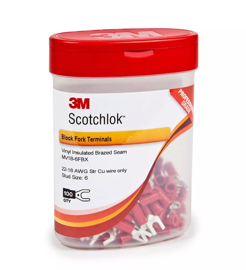3M™ Scotchlok™ Fork Nylon Insulated, 100/bottle, MNG18-6FX, wider-tongue
design for use on free-standing studs, 500/Case