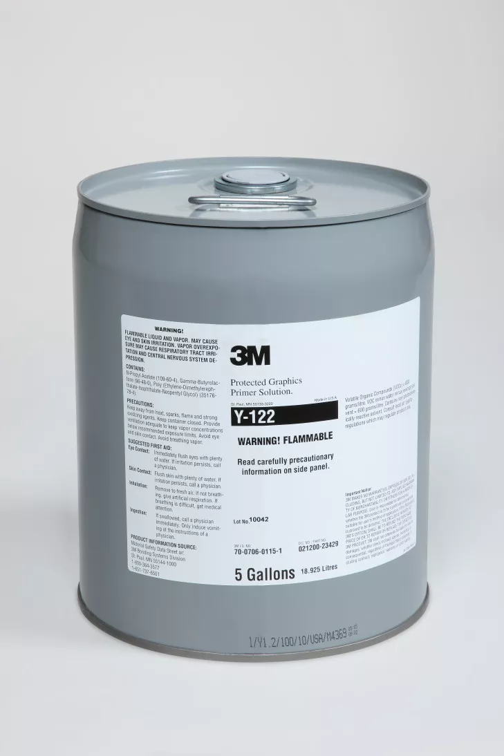 Scotch® Primer Y122, Transparent, 5 gallon Drum (Pail), 1 drum per case
