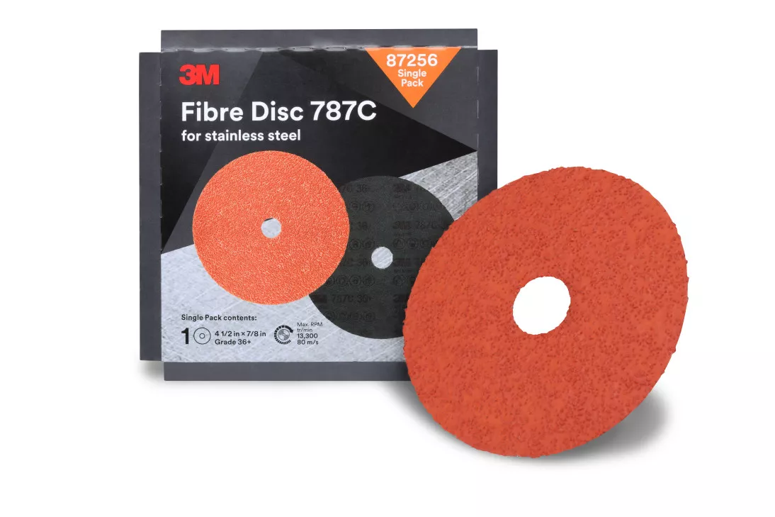 3M™ Fibre Disc 787C, 87256, 4-1/2 in x 7/8 in, 36+, Trial Pack, 10
ea/Case
