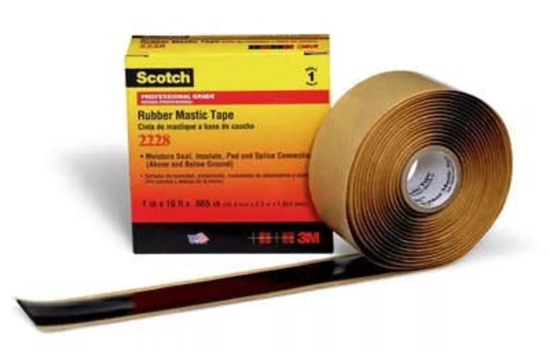Scotch® Rubber Mastic Tape 2228, 2 in x 3 ft, Black, 1 roll/carton, 48
rolls/Case