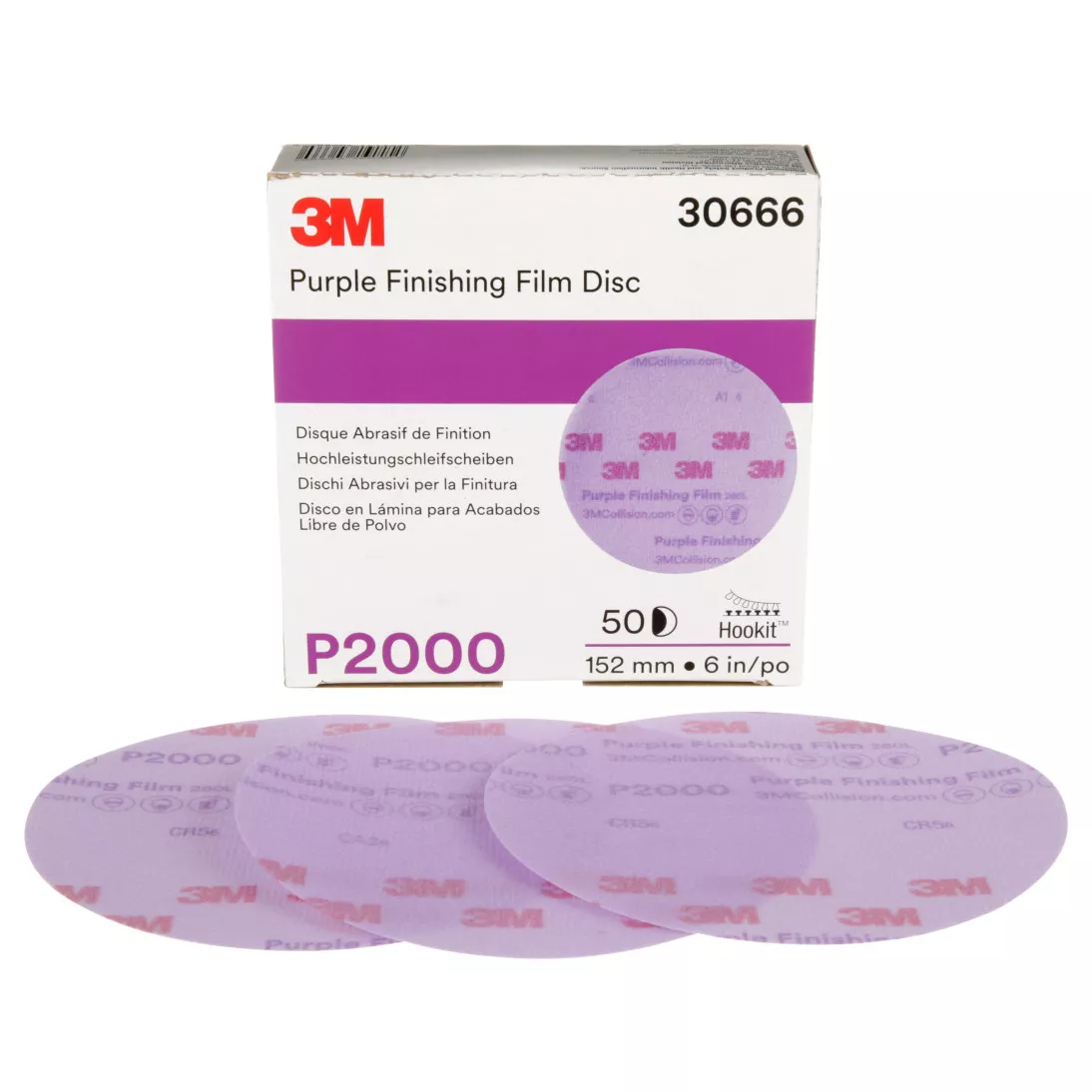 3M™ Hookit™ Purple Finishing Film Abrasive Disc 260L, 30666, 6 in,
P2000, 50 discs per carton, 4 cartons per case