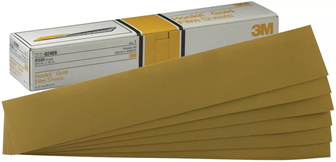 3M™ Hookit™ Gold Sheet, 02470, P180, 2-3/4 in x 16 in, 50 sheets per
carton, 5 cartons per case
