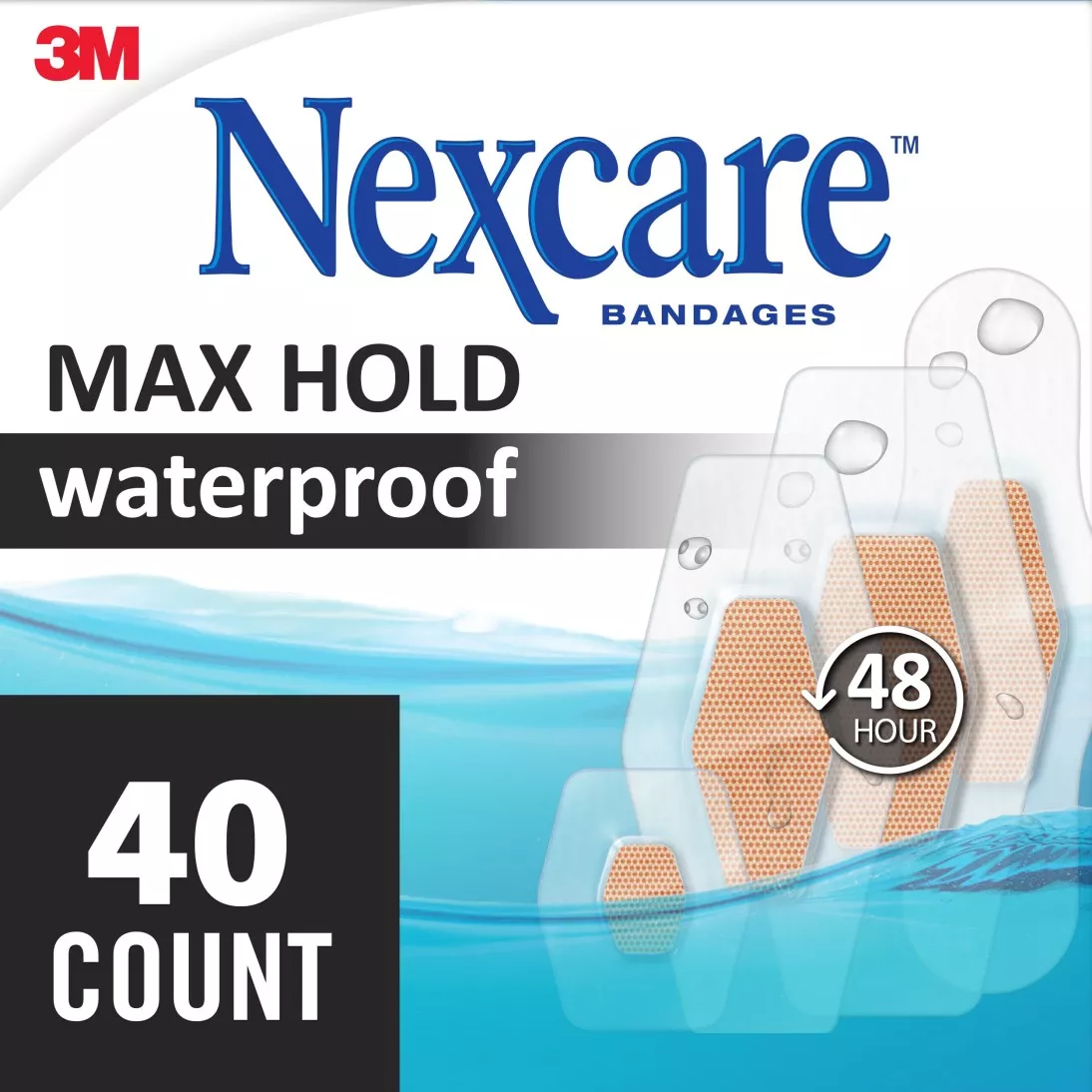 Nexcare™ Max Hold Waterproof Bandages MHW-40, Assorted 40 ct value pack