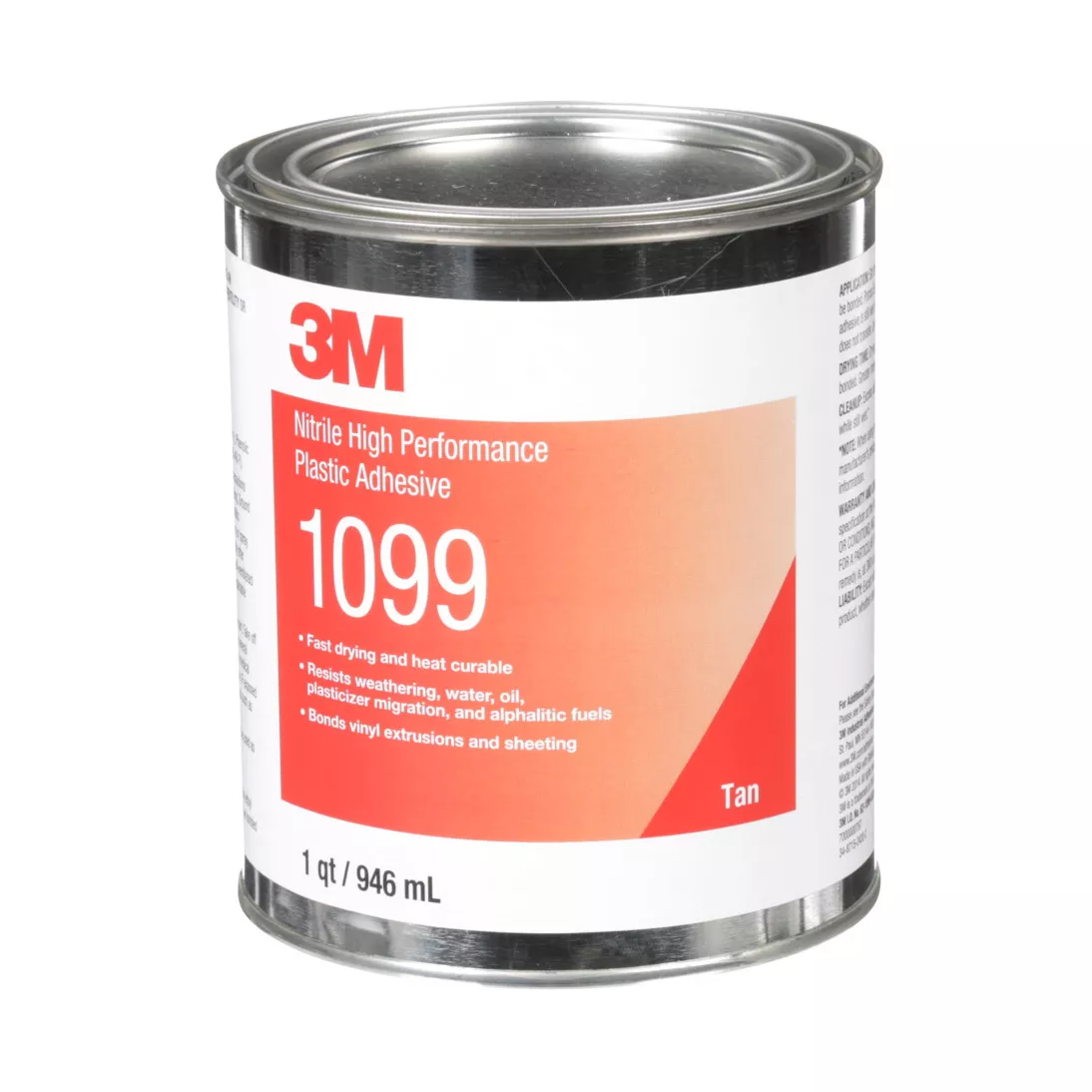 3M™ Nitrile High Performance Plastic Adhesive 1099, Tan, Japanese Label,
1 Quart Can, 12 Can/Case