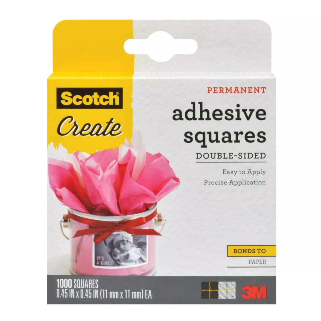 Scotch® Adhesive Squares 009-1000-CFT, 1000 squares/pack