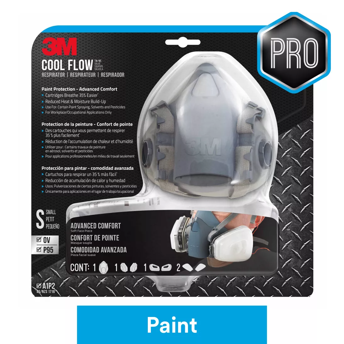 3M™ Professional Paint Respirator 7511PA1-A-PS, Small, 1/pk, 4 pks/cs