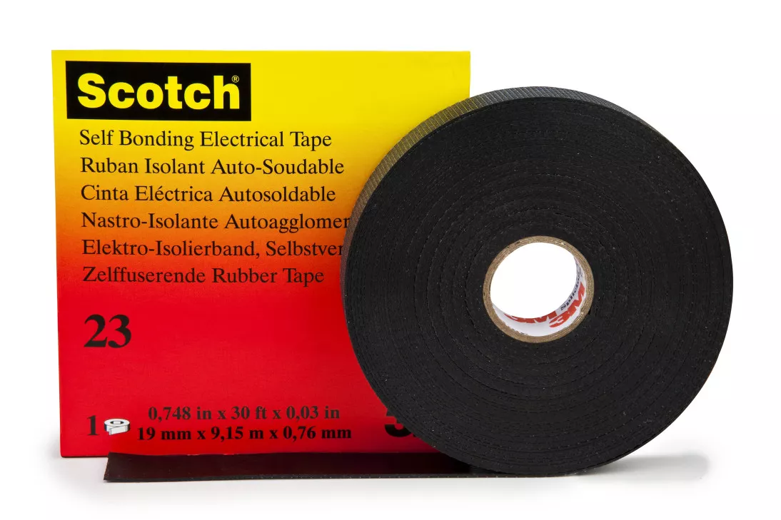 Scotch® Rubber Splicing Tape 23, 1 in x 30 ft, Black, 32 rolls/Case
