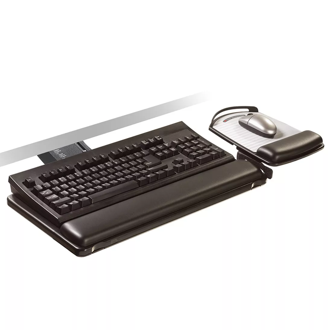 3M™ Sit/Stand Easy Adjust Keyboard Tray with Adjustable Keyboard and
Mouse Platform, 23 in Track, AKT180LE
