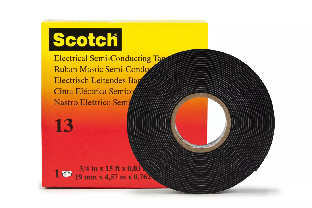Scotch® Electrical Semi-Conducting Tape 13, 3/4 in x 10 ft, Printed,
Black, 250 rolls/Case, BULK