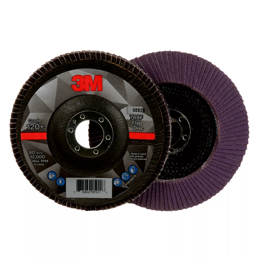3M™ Flap Disc 769F, 120+, T29, 5 in x 7/8 in, 10 ea/Case