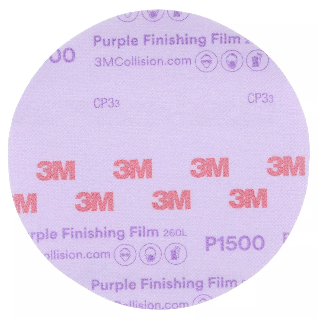 3M™ Hookit™ Purple Finishing Film Abrasive Disc 260L, 30667, 6 in,
P1500, 50 discs per carton, 4 cartons per case
